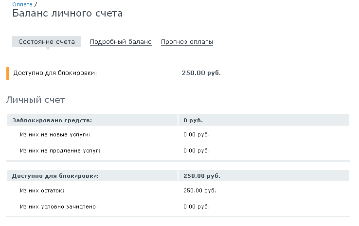 Зала личный кабинет пользователя баланс на счете