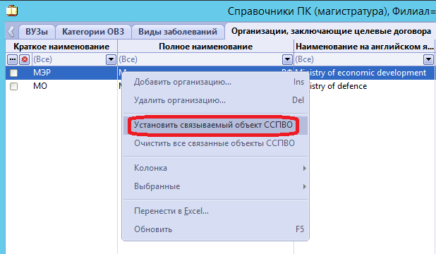 Целевые организации установка связи ССПВО